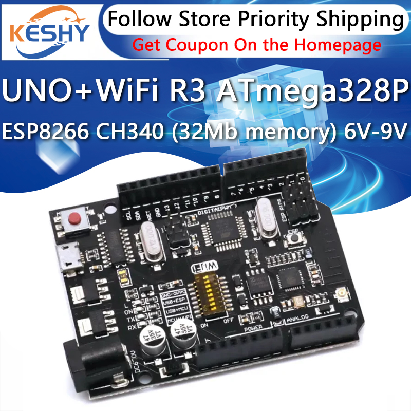Esp8266 Nodemcu Board - UNO+WiFi R3 ATmega328P+ESP8266 CH340 (32Mb bellek)