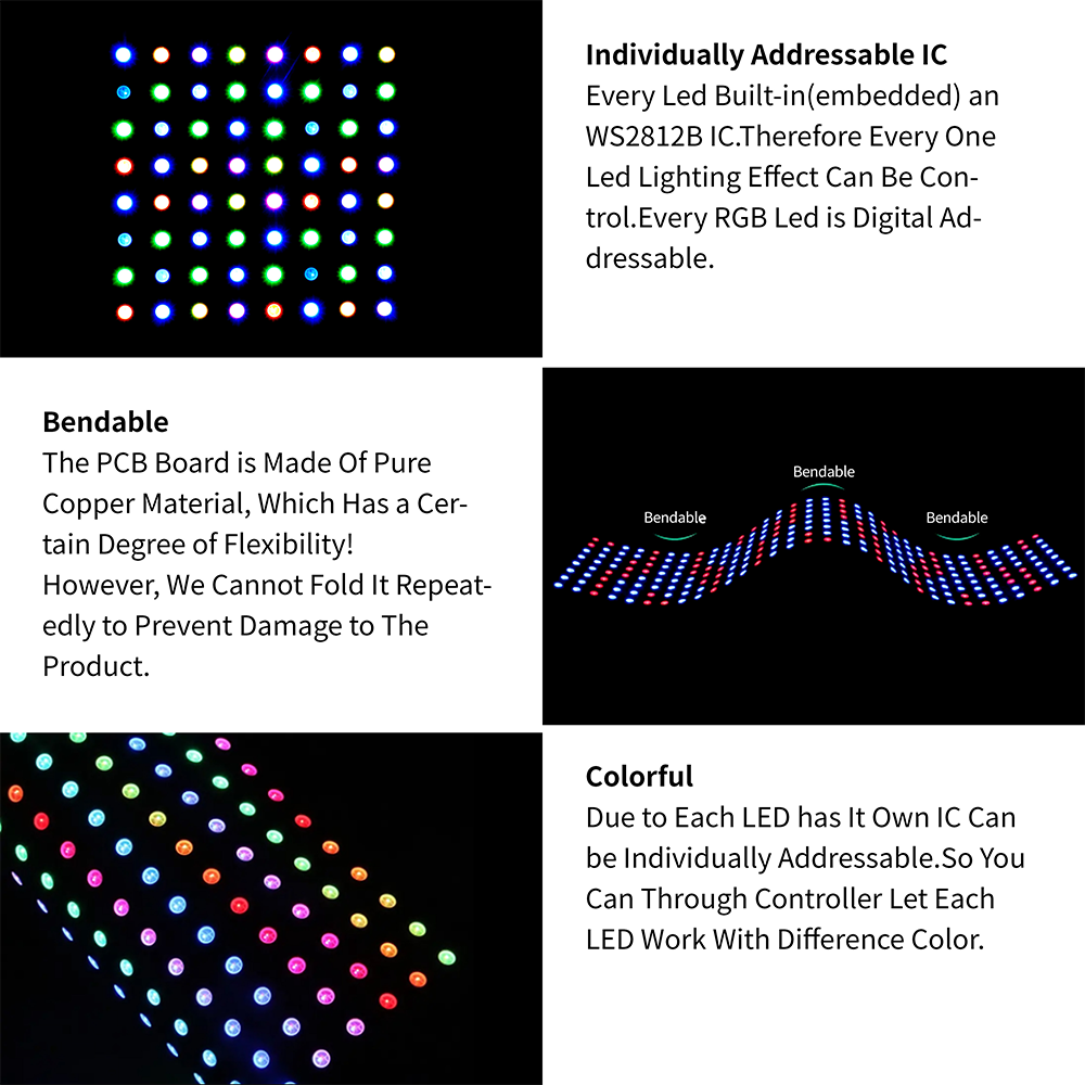 8X8 16X16 8X32 WS2812B USB'li  - Rgb Led Matrix 8X8 incelemesi ve fiyatı