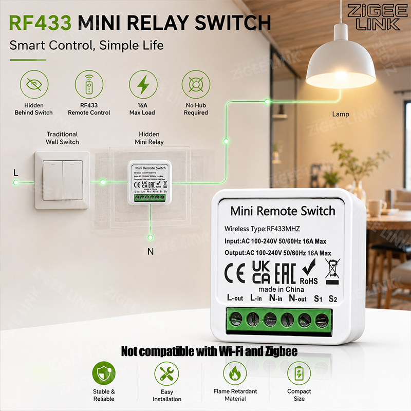 RF433MHz 16A Mini Akıllı Röle  - Home Automation Systems Diy incelemesi ve fiyatı